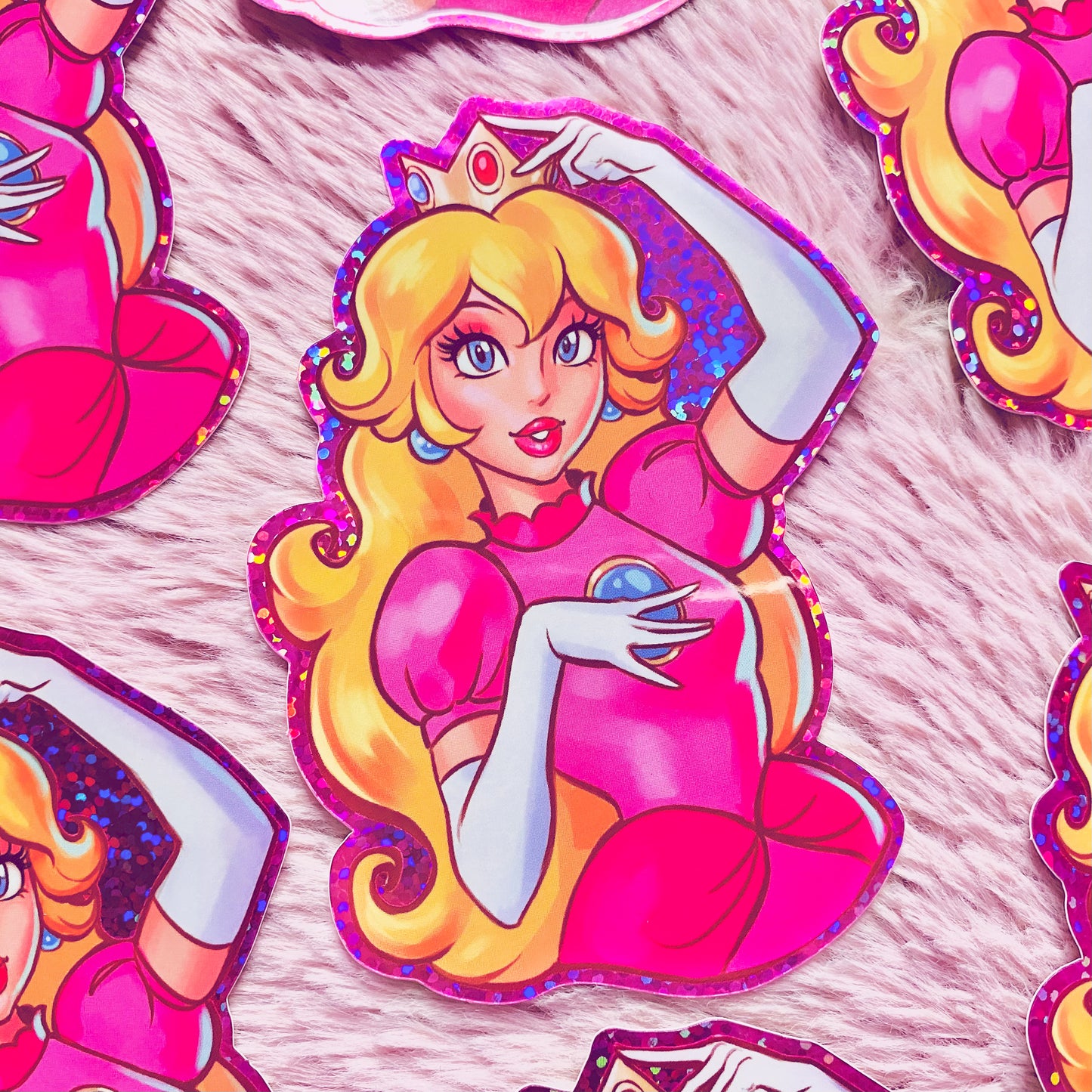 Peach Glitter Sticker