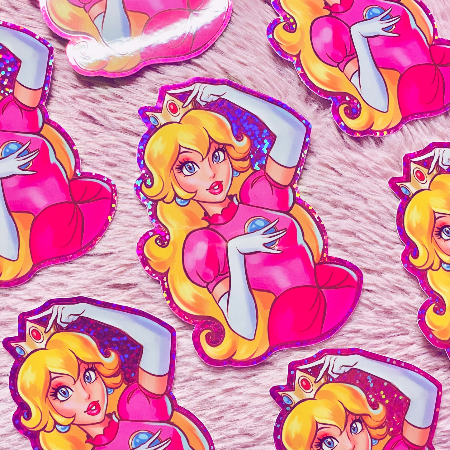 Peach Glitter Sticker