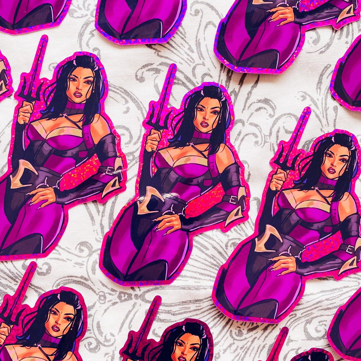 Mileena Pink Glitter Sticker