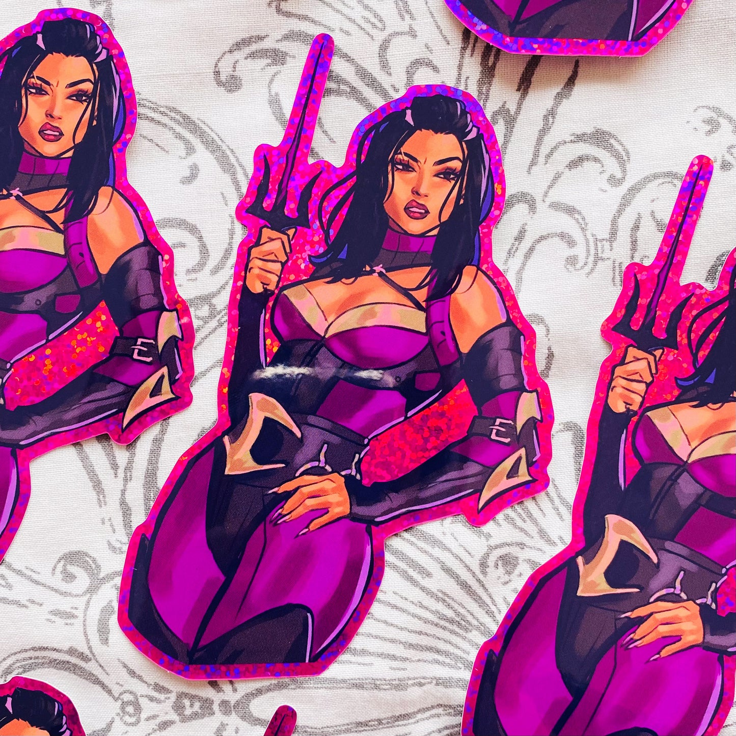 Mileena Pink Glitter Sticker