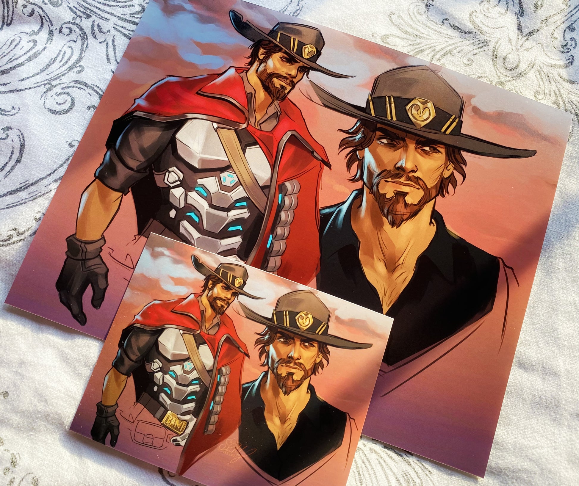 cowboy digital art of McCree in cowboy hat