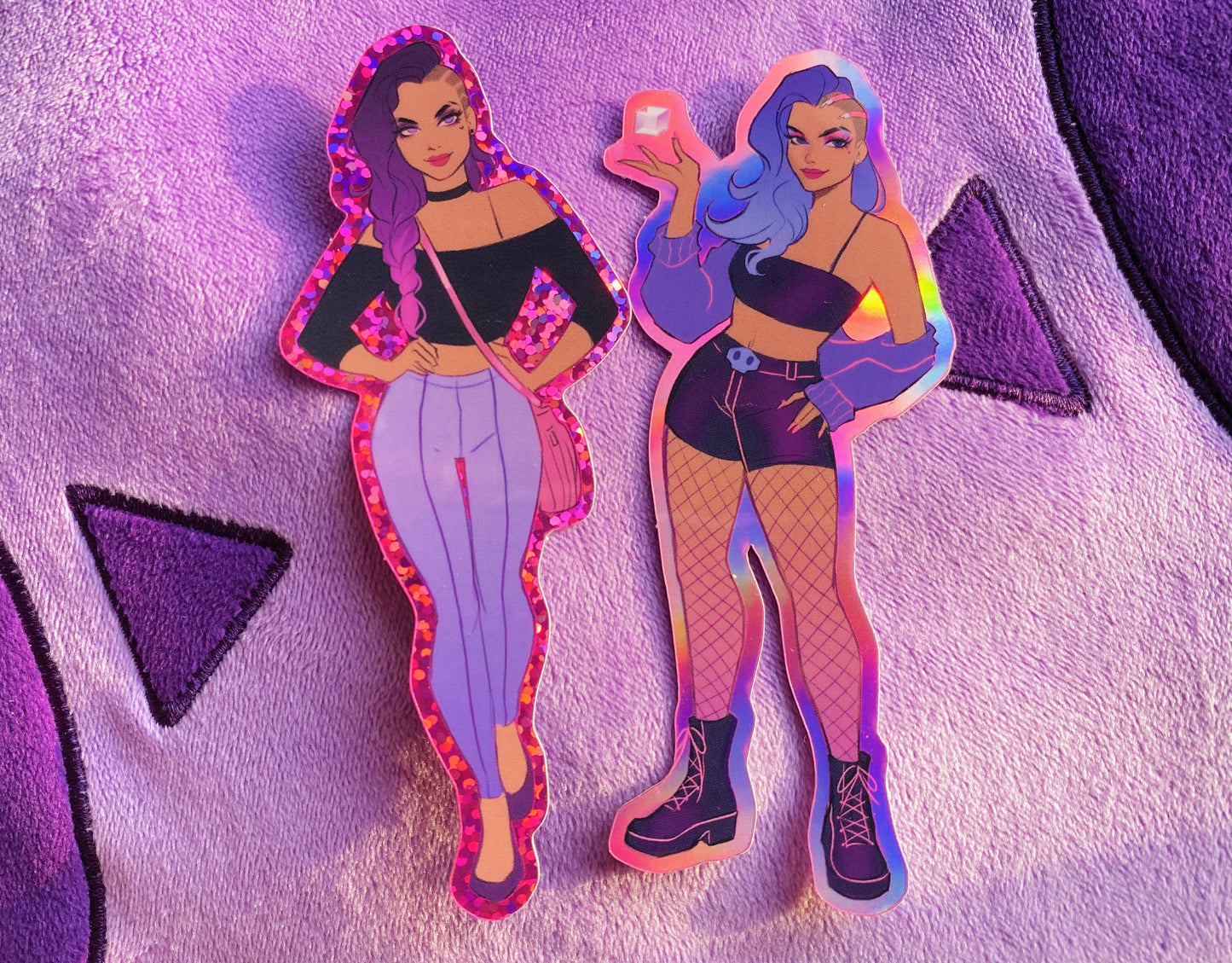 Pink glitter Sombra and holographic sticker pack