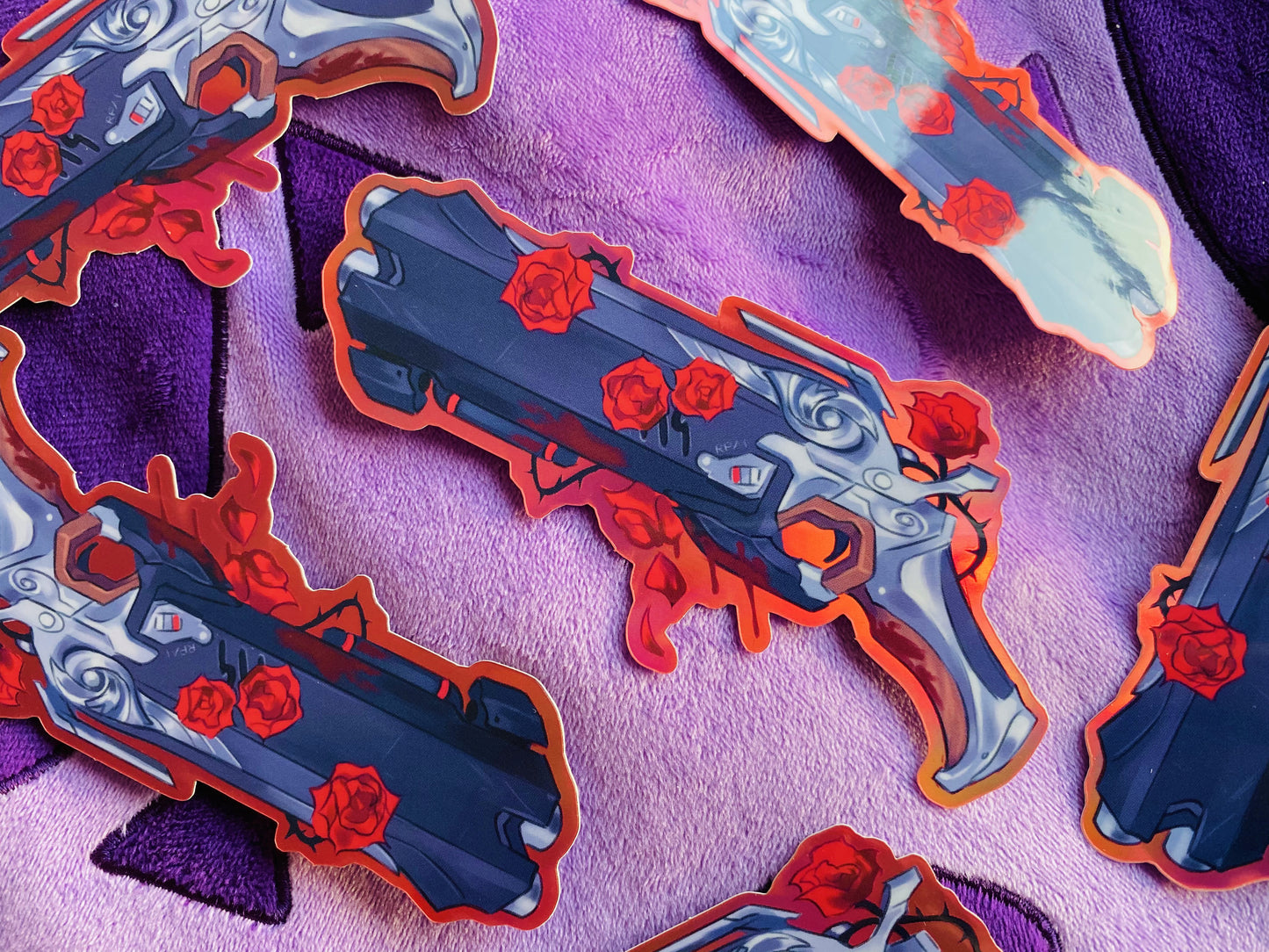 Reaper sticker of rose covered gun