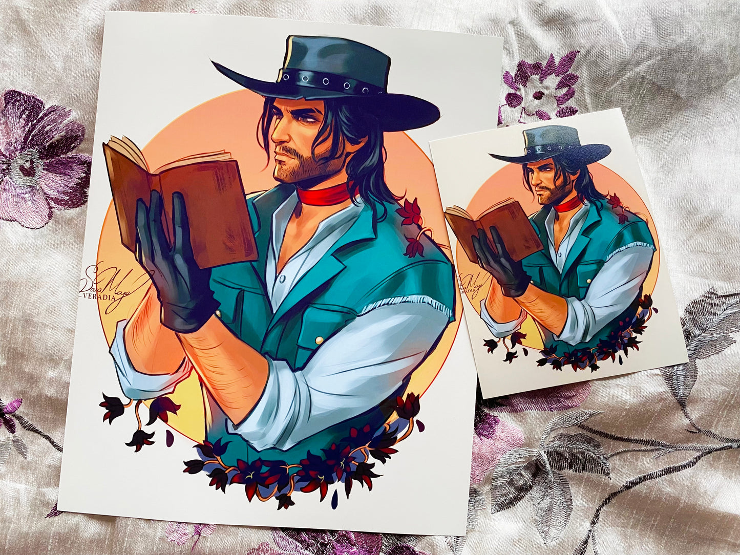 Digital art poster of western cowboy in two print sizes