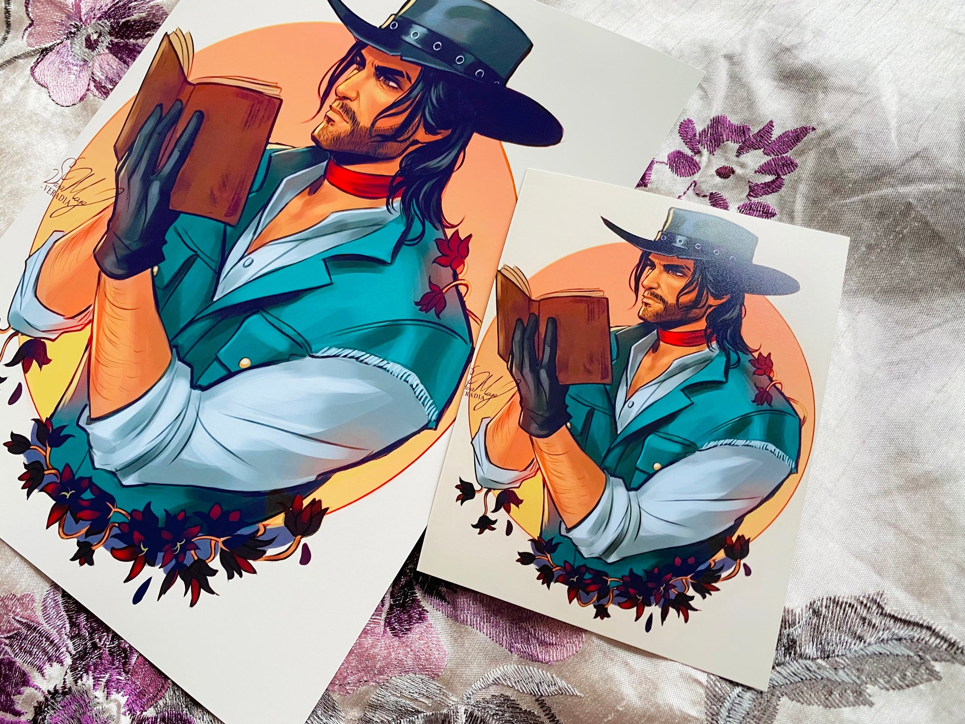 Cowboy art prints in two different sizes