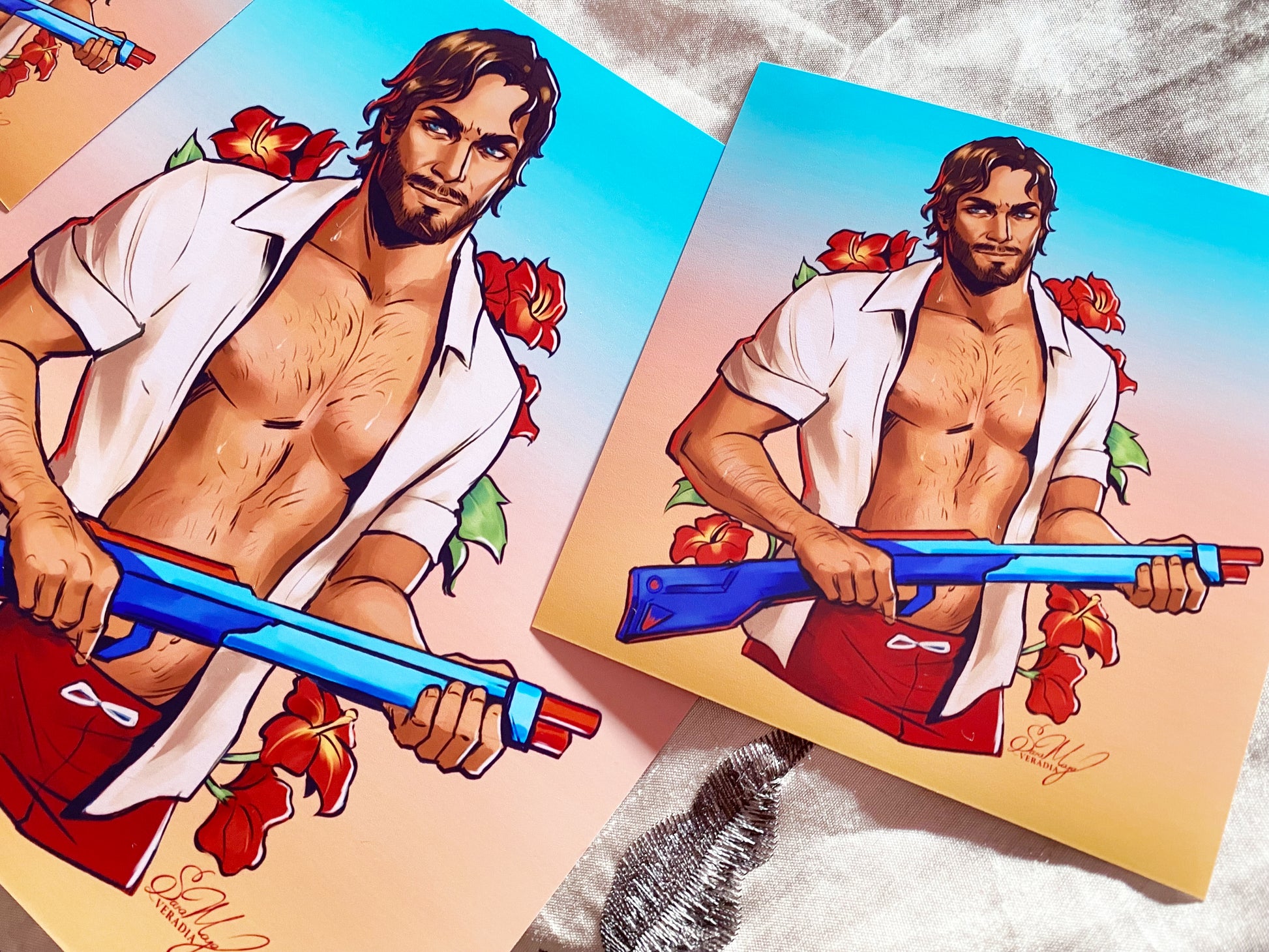 Topless Tahiti Arthur Cowboy Art Print