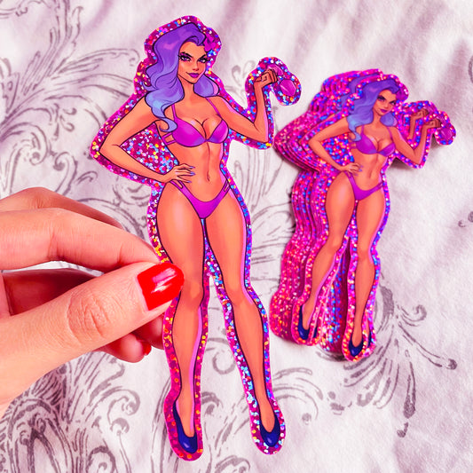 Sombra Beach Pinup Glitter Sticker