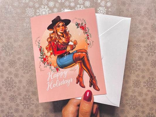 Western cowgirl Christmas card