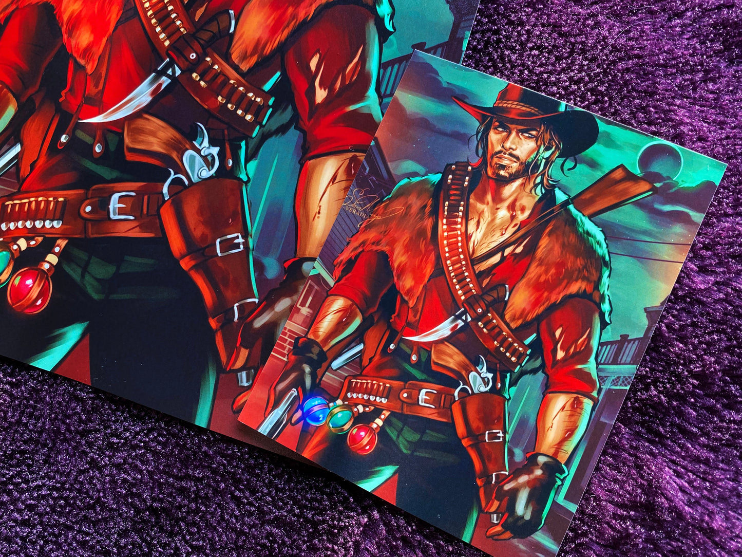 The smaller art print of the cowboy monster hunter