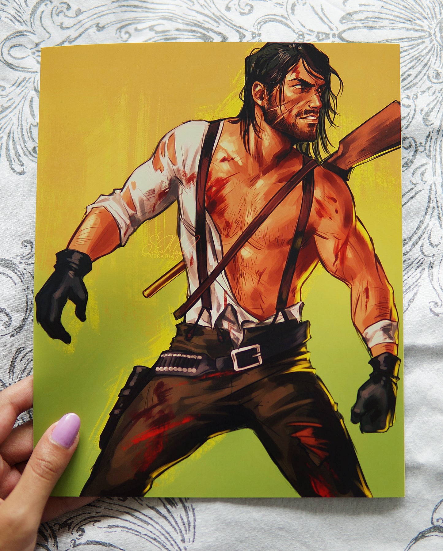 Undead hunter cowboy art print poster