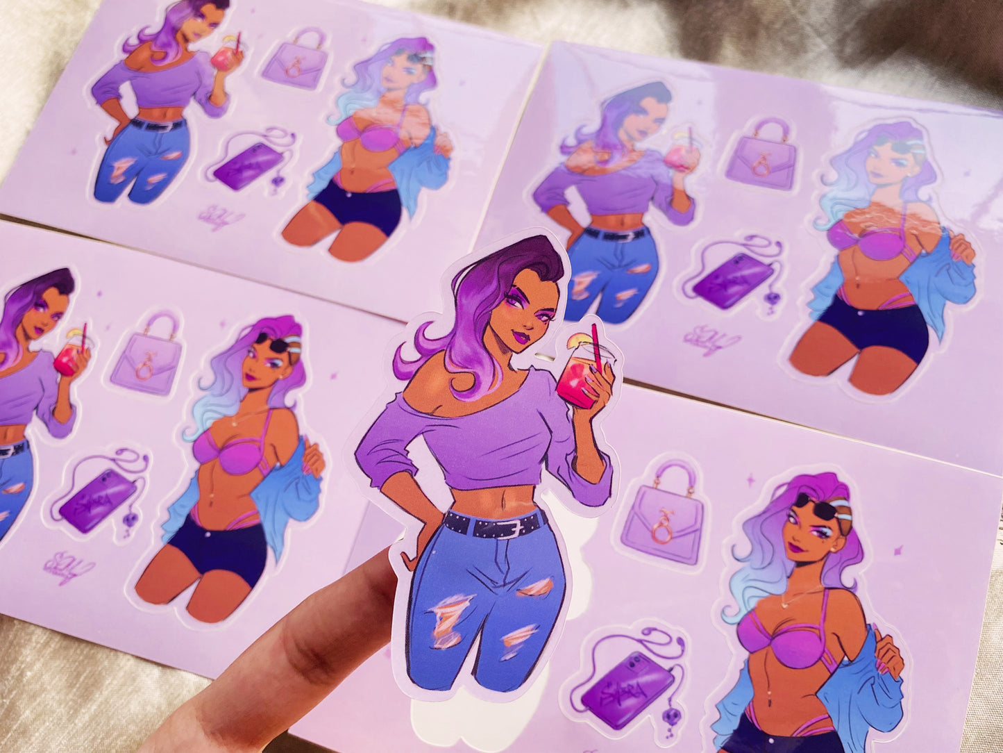 Sombra sticker sheet with casual and summer outfit